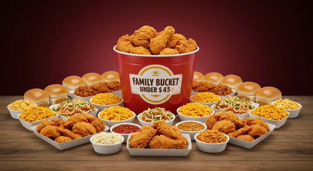 Combo meal box with 2–3 pieces of Crown Fried Chicken, sides, roll, and price tag – Snack Box $6.99